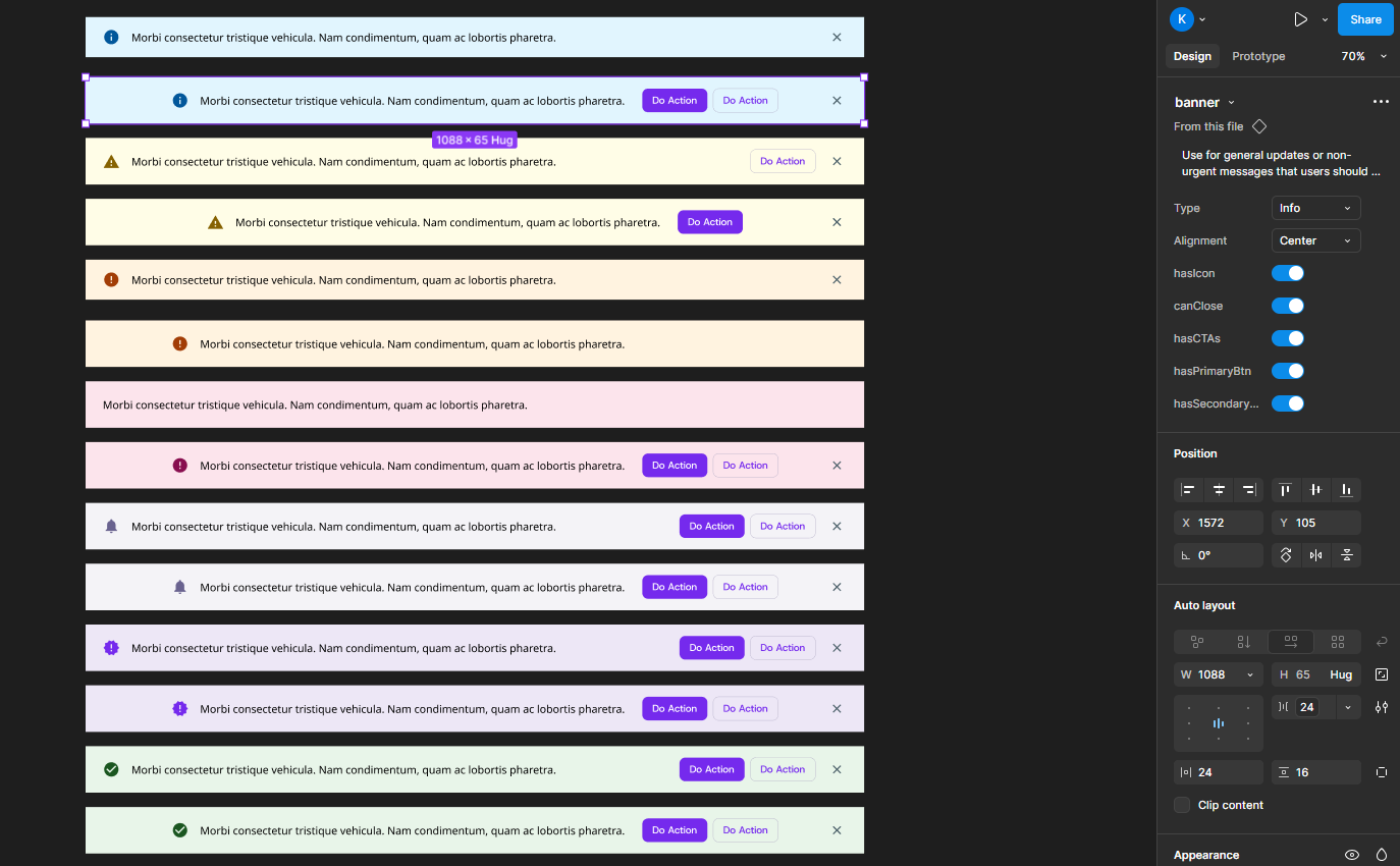 Created a variable banner to display across pages and components.